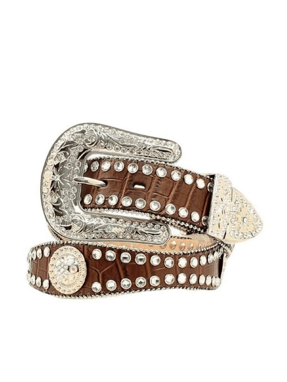 Nocona Ladies' Brown Scalloped Rhinestone Western Belt